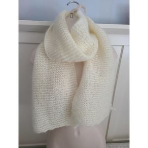 Cream White Handmade Knit Warm Winter Scarf